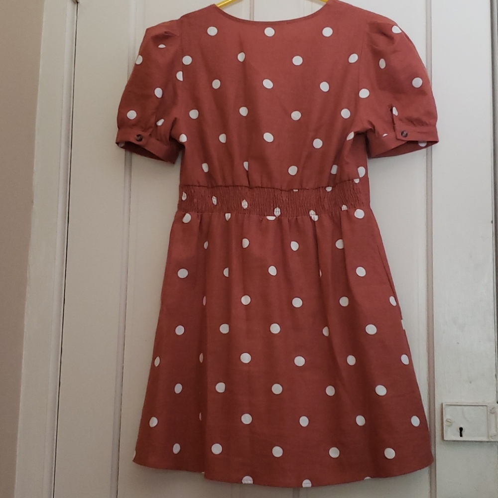 SOLD.   NWOT Anthropologie MINE Linen Dress Puff Sleeve  T - Picture 3 of 11
